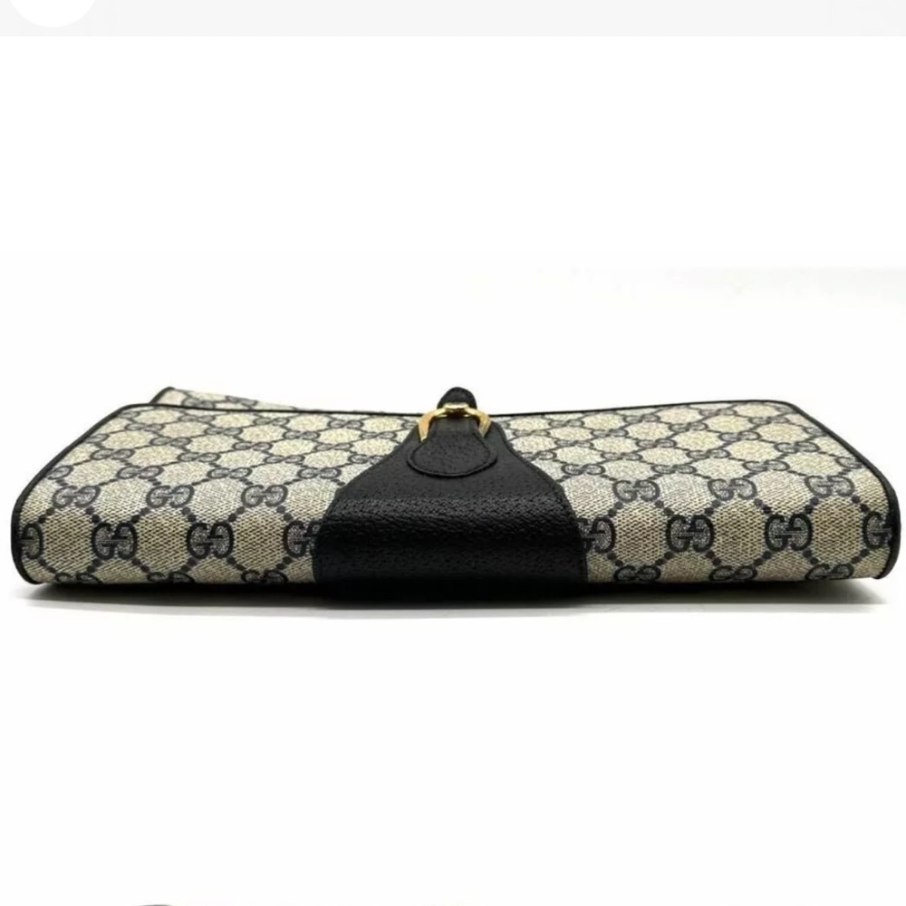 GUCCI GG Supreme Horse Bit Navy Clutch Crossbody Bag Silver Hardware DUST BAG - Picture 12 of 14